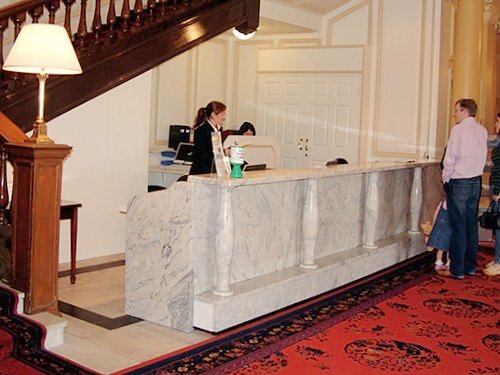 Reception Desk, White with Pillars