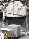 sawing granite blocks